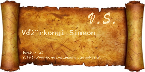 Várkonyi Simeon névjegykártya